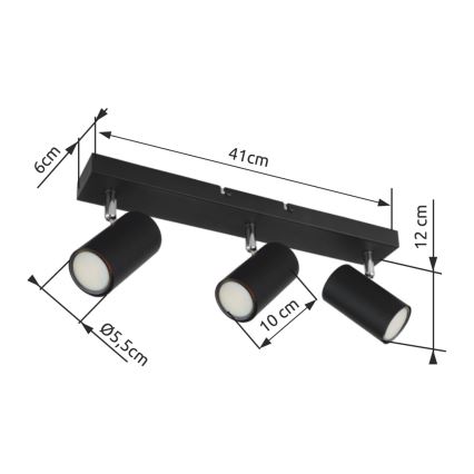 Globo - Lámpara de techo con 3 focos GU10/35W/230V negro