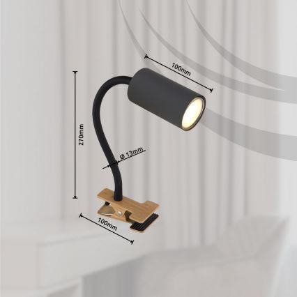 Globo - Lámpara flexible con clip 1xGU10/25W/230V gris/marrón