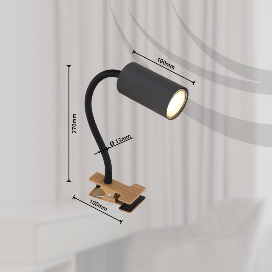 Globo - Lámpara flexible con clip 1xGU10/25W/230V gris/marrón