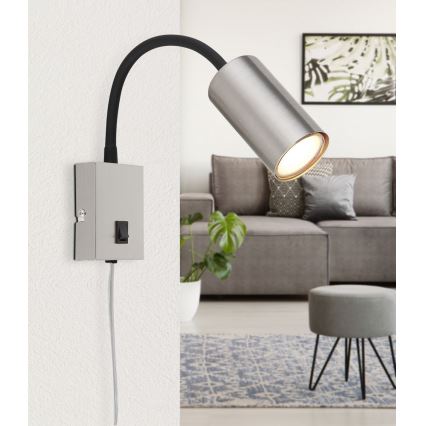 Globo - Aplique flexible 1xGU10/25W/230V negro/cromo mate
