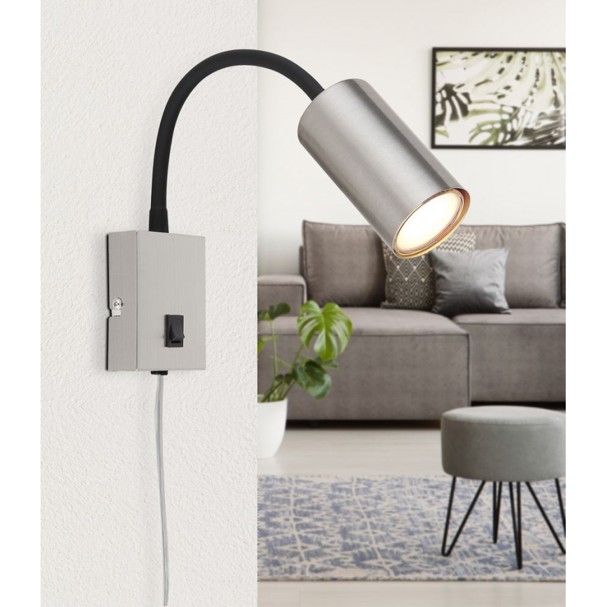 Globo - Aplique flexible 1xGU10/25W/230V negro/cromo mate