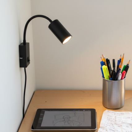 Globo - Aplique flexible 1xGU10/25W/230V negro