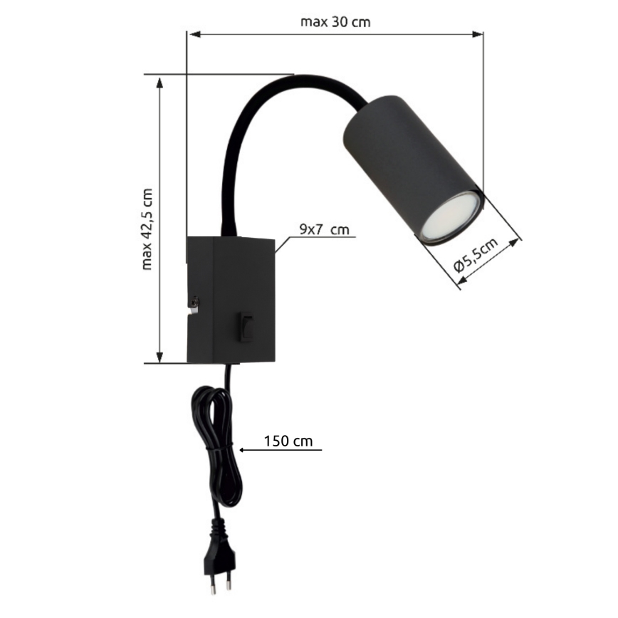 Globo - Aplique flexible 1xGU10/25W/230V negro