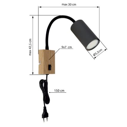 Globo - Aplique flexible 1xGU10/25W/230V gris/marrón