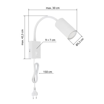 Globo - Aplique flexible 1xGU10/25W/230V blanco