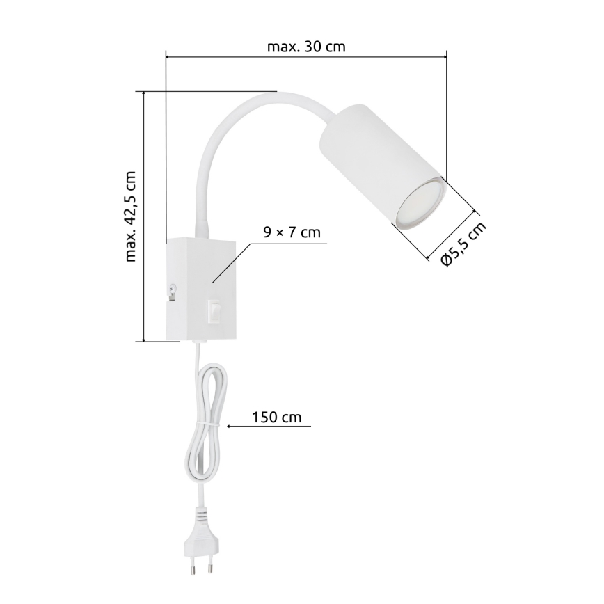 Globo - Aplique flexible 1xGU10/25W/230V blanco