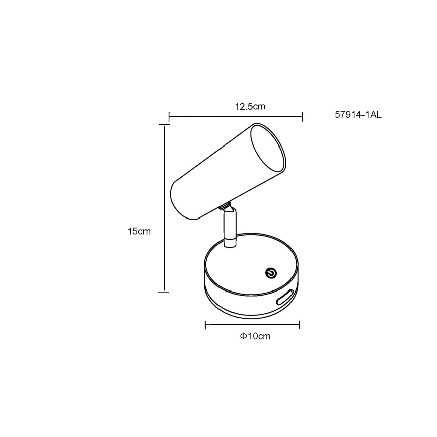 Globo - Foco de pared LED recargable y regulable LED/0,4W/3,7V 1800 mAh negro