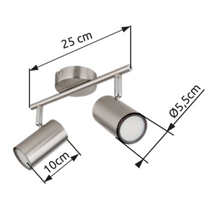 Globo - Foco 2xGU10/25W/230V cromo mate