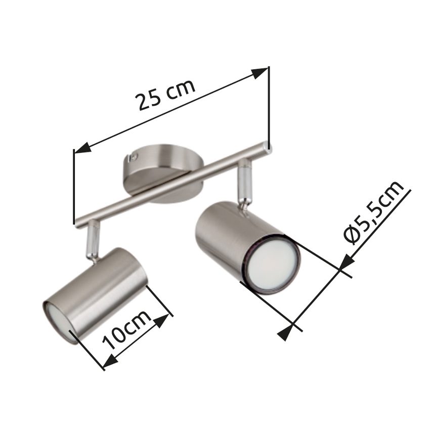 Globo - Foco 2xGU10/25W/230V cromo mate