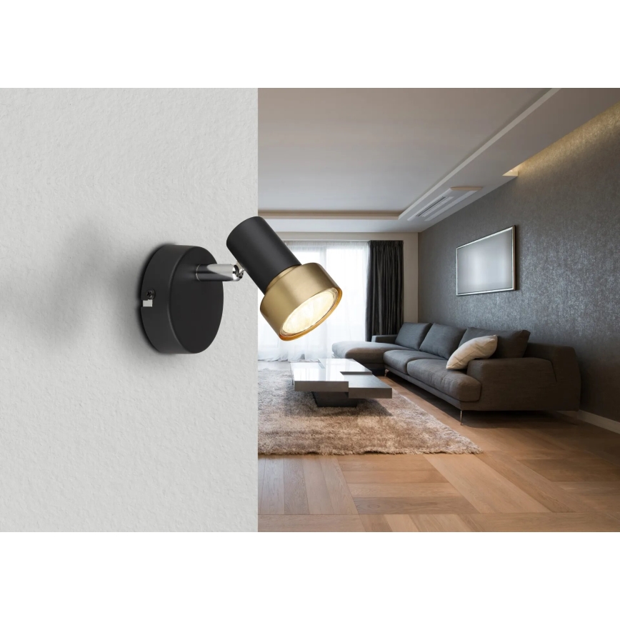 Globo - Foco de pared 1xGU10/25W/230V negro/dorado