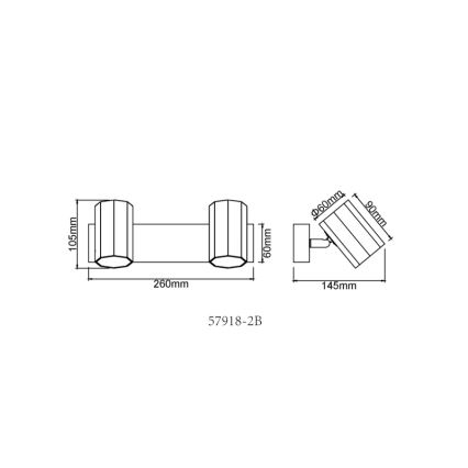 Globo - Foco 2xGU10/25W/230V negro