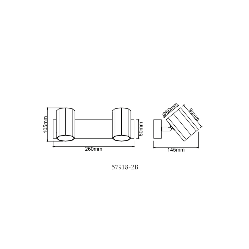 Globo - Foco 2xGU10/25W/230V negro