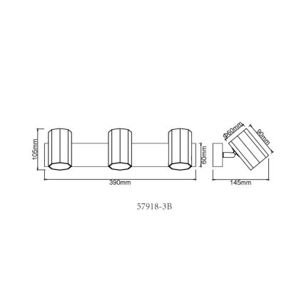 Globo - Foco 3xGU10/25W/230V negro