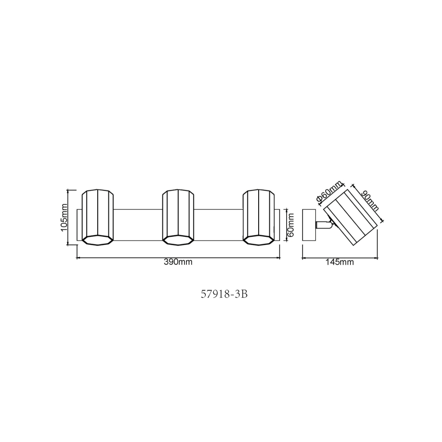 Globo - Foco 3xGU10/25W/230V negro