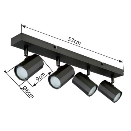 Globo - Foco 4xGU10/25W/230V negro