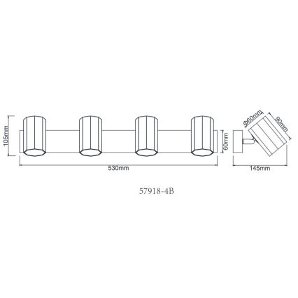 Globo - Foco 4xGU10/25W/230V negro