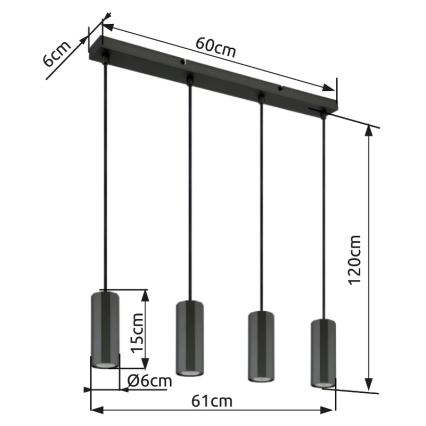 Globo - Lámpara colgante 4xGU10/25W/230V negro