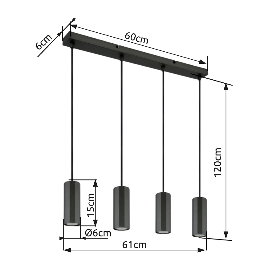 Globo - Lámpara colgante 4xGU10/25W/230V negro