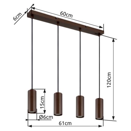 Globo - Lámpara colgante 4xGU10/25W/230V marrón