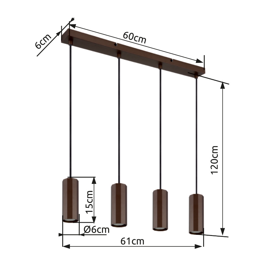 Globo - Lámpara colgante 4xGU10/25W/230V marrón