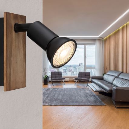Globo - Foco de pared 1xGU10/35W/230V madera/negro