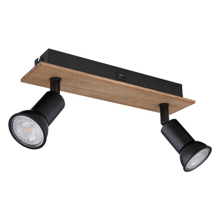 Globo - Lámpara de techo con 2 focos GU10/35W/230V madera/negro