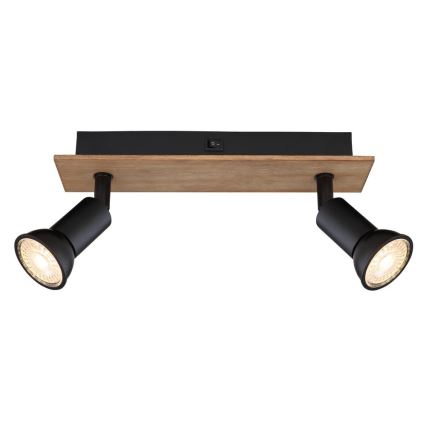 Globo - Lámpara de techo con 2 focos GU10/35W/230V madera/negro