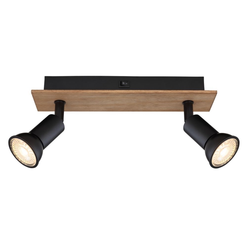 Globo - Lámpara de techo con 2 focos GU10/35W/230V madera/negro