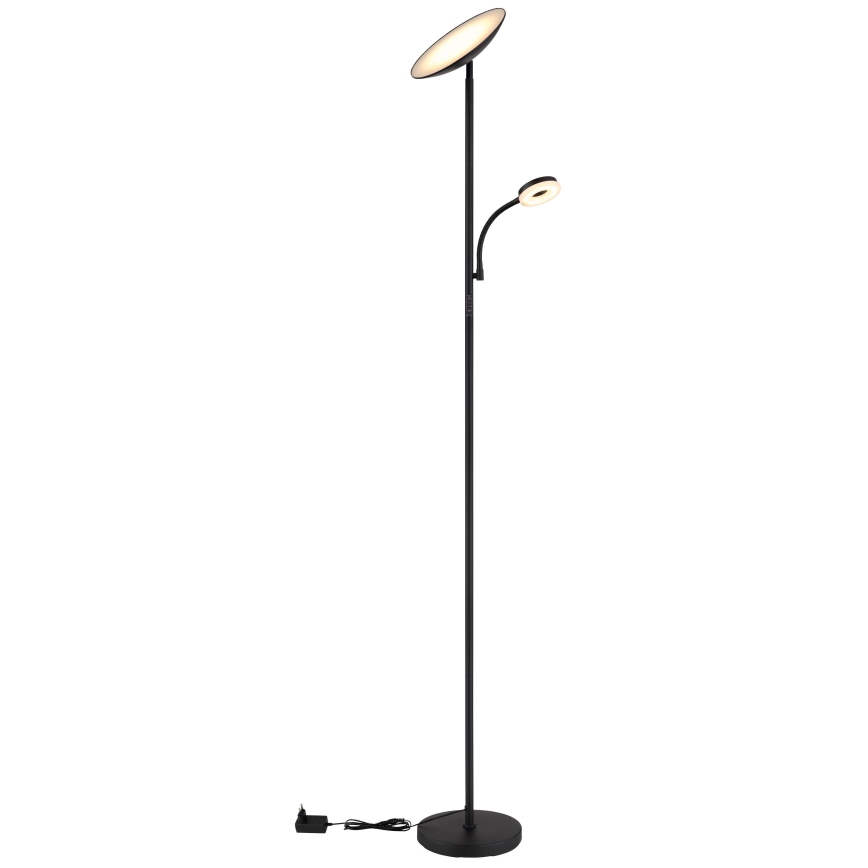 Globo - Lámpara de pie LED regulable LED/20W/230V+ LED/5W 3000/4000/6500K negro