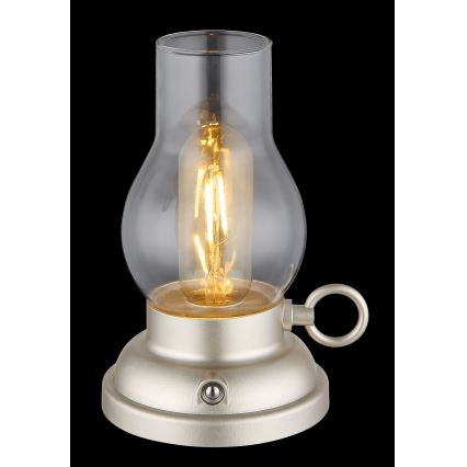 Globo - LED Lámpara de mesa táctil recargable y regulable LED/1W/3,7V 1200 mAh cromo mate