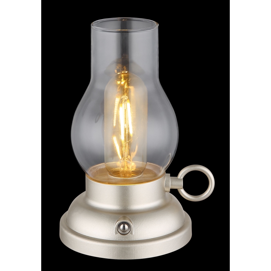 Globo - LED Lámpara de mesa táctil recargable y regulable LED/1W/3,7V 1200 mAh cromo mate