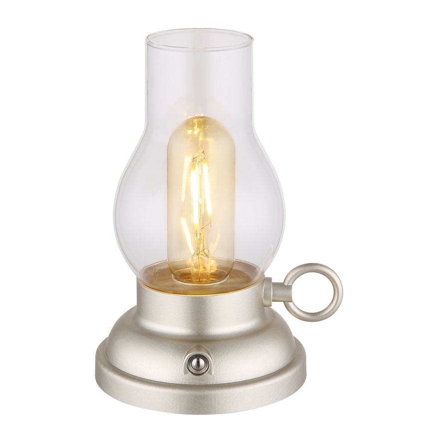 Globo - LED Lámpara de mesa táctil recargable y regulable LED/1W/3,7V 1200 mAh cromo mate