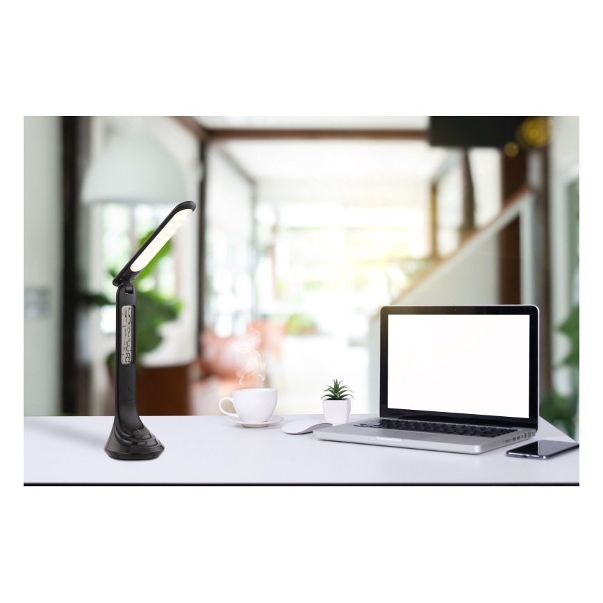 Globo - LED Lámpara de mesa recargable con dimmer con mostrar LED/4W/230V 2200 mAh negro