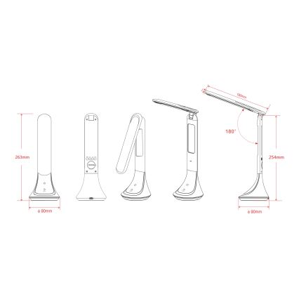 Globo - LED Lámpara de mesa recargable con dimmer con mostrar LED/4W/230V 2200 mAh negro