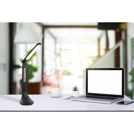 Globo - Lámpara de sobremesa LED recargable y regulable con pantalla LED/4W/230V 2200 mAh negra