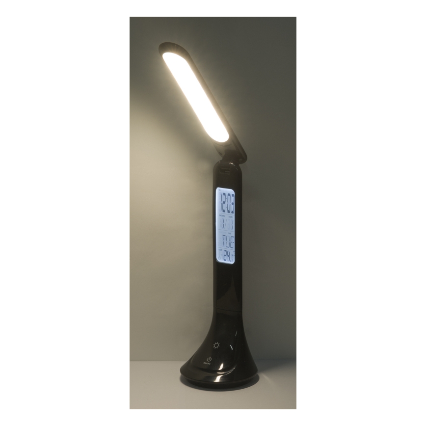 Globo - Lámpara de sobremesa LED recargable y regulable con pantalla LED/4W/230V 2200 mAh negra