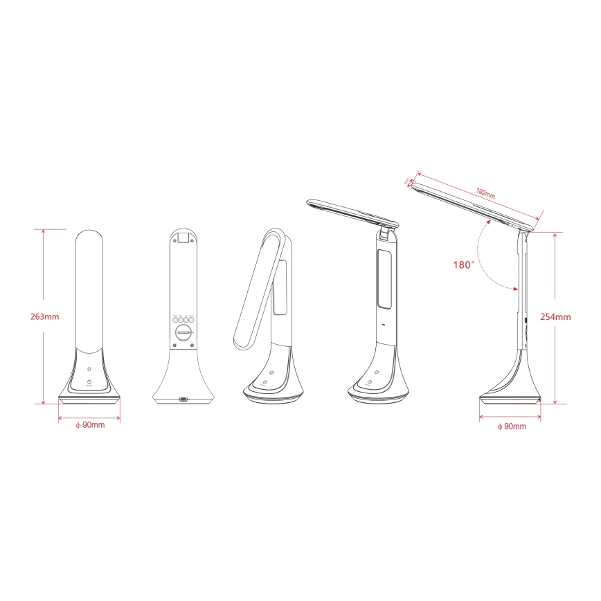 Globo - Lámpara de sobremesa LED recargable y regulable con pantalla LED/4W/230V 2200 mAh negra