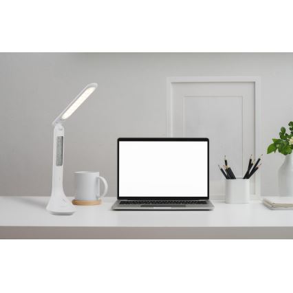 Globo - Lámpara de mesa recargable LED regulable con pantalla LED/4W/230V 2200 mAh blanca