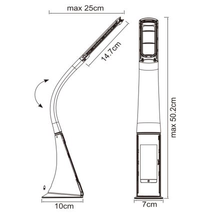 Globo - Lámpara de mesa LED regulable con control táctil y pantalla LED/6,5W/230V 3000/4500/5800K negra