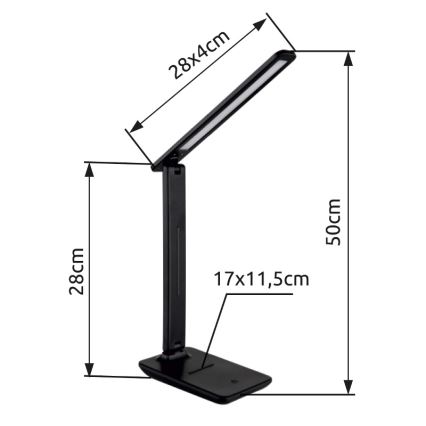 Globo - LED Lámpara de mesa regulable táctil LED/5W/230V 2700/4000/6500K negro