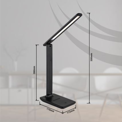 Globo 58439SA - Lámpara de mesa LED táctil recargable y regulable BRIGHTON LED/5W/5V 1800 mAh negro