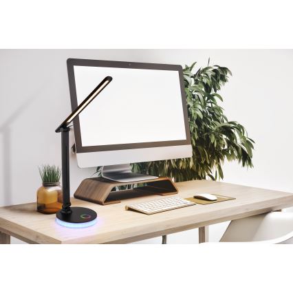 Globo - LED RGBW Lámpara de mesa táctil regulable LED/5W/230V + LED/2W 2700K/4000K/6500K negro