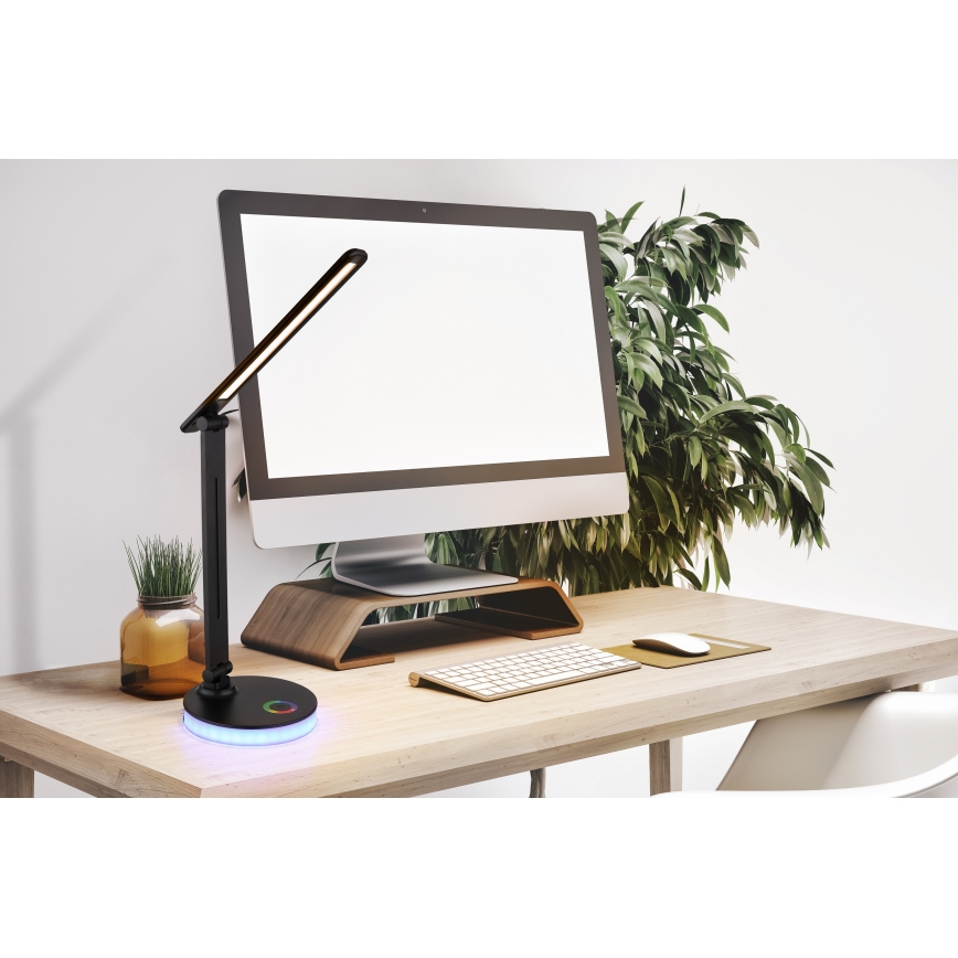 Globo - LED RGBW Lámpara de mesa táctil regulable LED/5W/230V + LED/2W 2700K/4000K/6500K negro