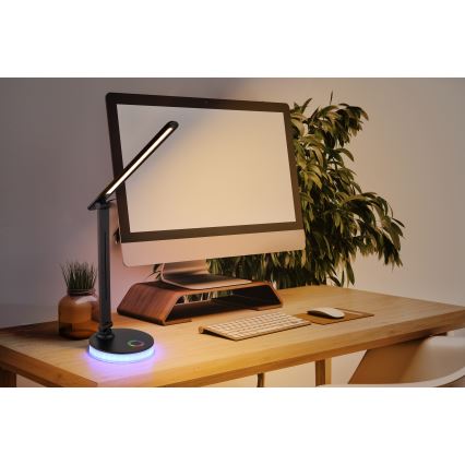 Globo - LED RGBW Lámpara de mesa táctil regulable LED/5W/230V + LED/2W 2700K/4000K/6500K negro