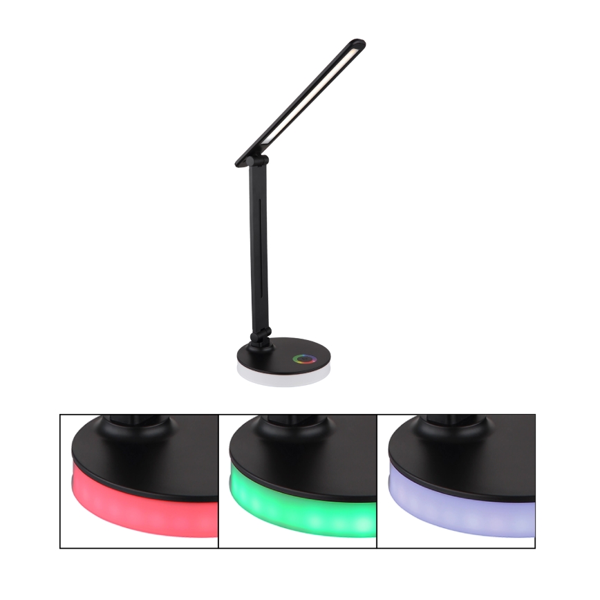 Globo - LED RGBW Lámpara de mesa táctil regulable LED/5W/230V + LED/2W 2700K/4000K/6500K negro