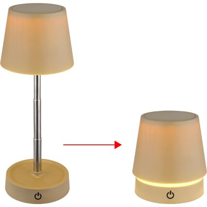 Globo - Lámpara de sobremesa LED recargable con control táctil y regulable LED/1,2W/3V 1200 mAh