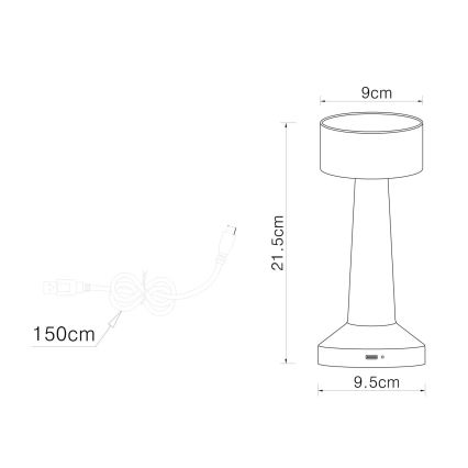 Globo - Lámpara de mesa regulable LED táctil LED/1W/3,7V 2700K/4000K/6500K 800 mAh USB dorado