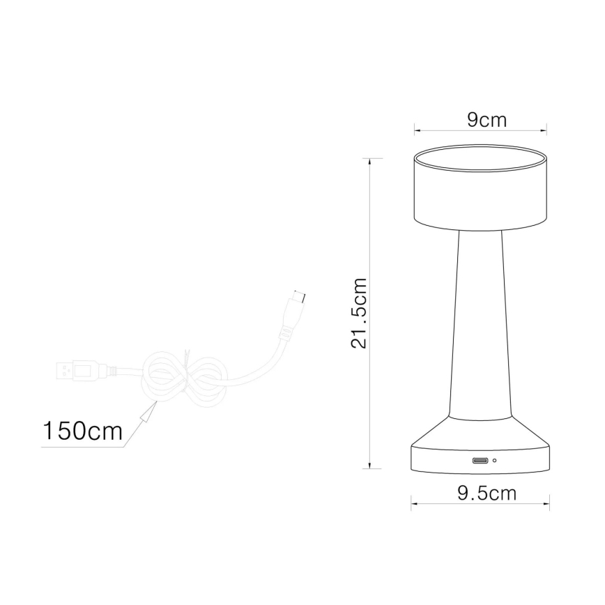 Globo - Lámpara de mesa regulable LED táctil LED/1W/3,7V 2700K/4000K/6500K 800 mAh USB dorado