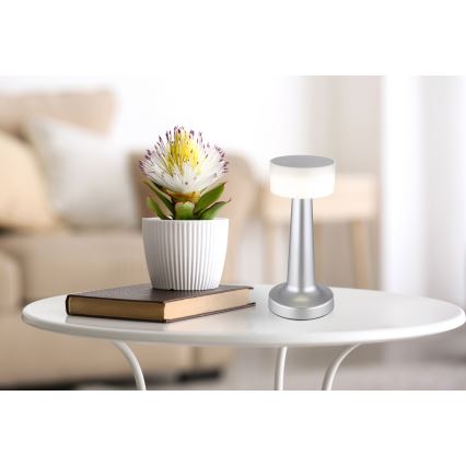Globo - Lámpara de mesa táctil LED regulable LED/1W/3,7V 2700K/4000K/6500K 800 mAh USB cromo mate