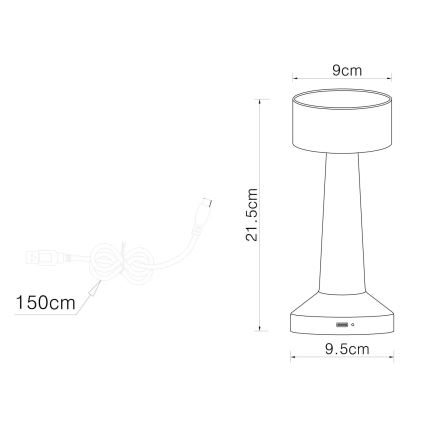 Globo - Lámpara de mesa táctil LED regulable LED/1W/3,7V 2700K/4000K/6500K 800 mAh USB cromo mate